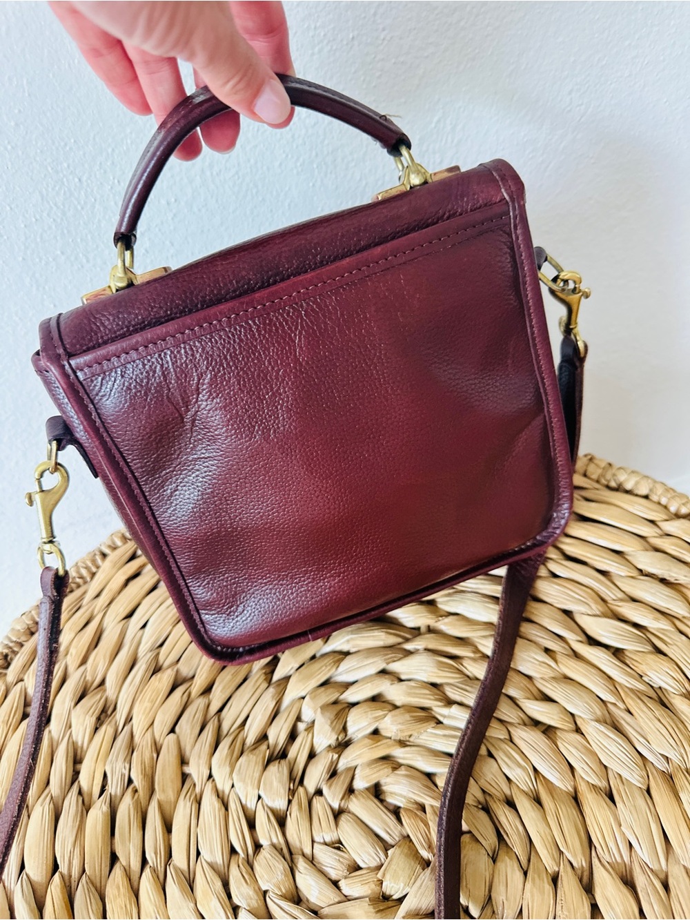 Vintage Jack Georges Brown/Burgundy Pebbled Leather Crossbody Satchel Bag - Picture 4 of 4